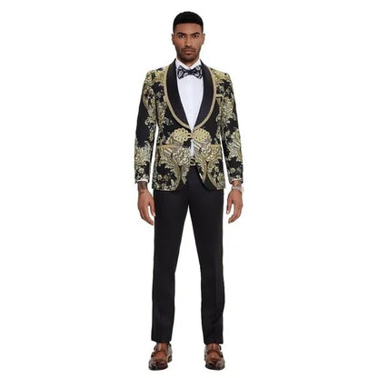 2024 Prom Special Black Paisley 2pc Mens Suit by Tazzio