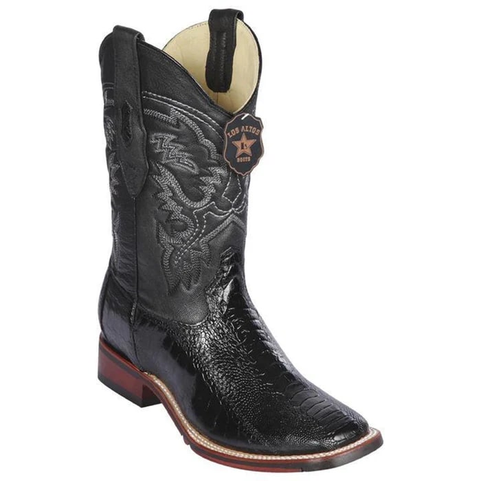 Los Altos Boots - Mens Dress Cowboy Boot - Low Priced Ostrich Leg Square Toe Cowboy Boots - in Black Cherry