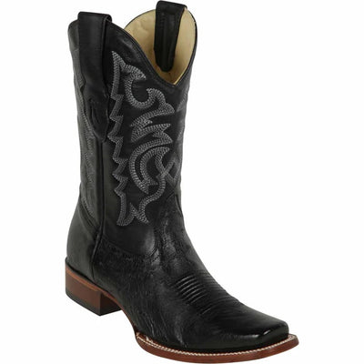 Los Altos Boots - Mens Dress Cowboy Boot - Low Priced Ostrich Cowboy Boots Black Square Toe- in Black 1   - from alligatorwarehouse.com
