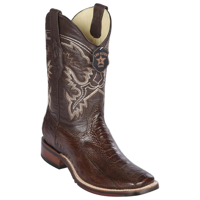 Los Altos Boots - Mens Dress Cowboy Boot - Low Priced Ostrich Leg Square Toe Cowboy Boots - in Black Cherry