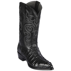 Los Altos Boots - Mens Dress Cowboy Boot - Low Priced Black Caiman Tail Cowboy Boots- in   Black