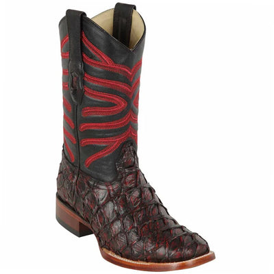 Los Altos Boots - Mens Dress Cowboy Boot - Low Priced Black Cherry Pirarucu Boots- in Black   Cherry 1   - from alligatorwarehouse.com