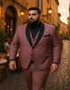Men's Mauve Pink Tuxedo Suit ƒ?? 3-Piece Slim Fit with Black Satin Shawl Lapel 2   - from alligatorwarehouse.com