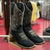 Black Cowboy Boot Nubuck Square Toe