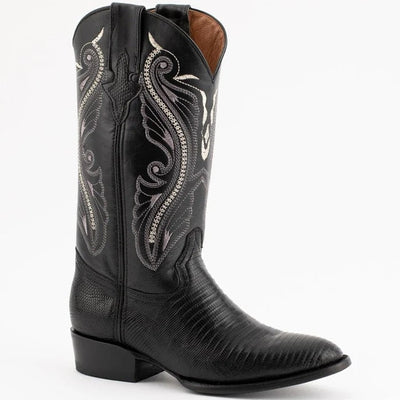 Ferinni Boot - Mens Dress Cowboy Boot  - Ferrini Men's Taylor Lizard Round Toe Handcrafted - Black in  Black 1 11111-04-080-D  - from alligatorwarehouse.com