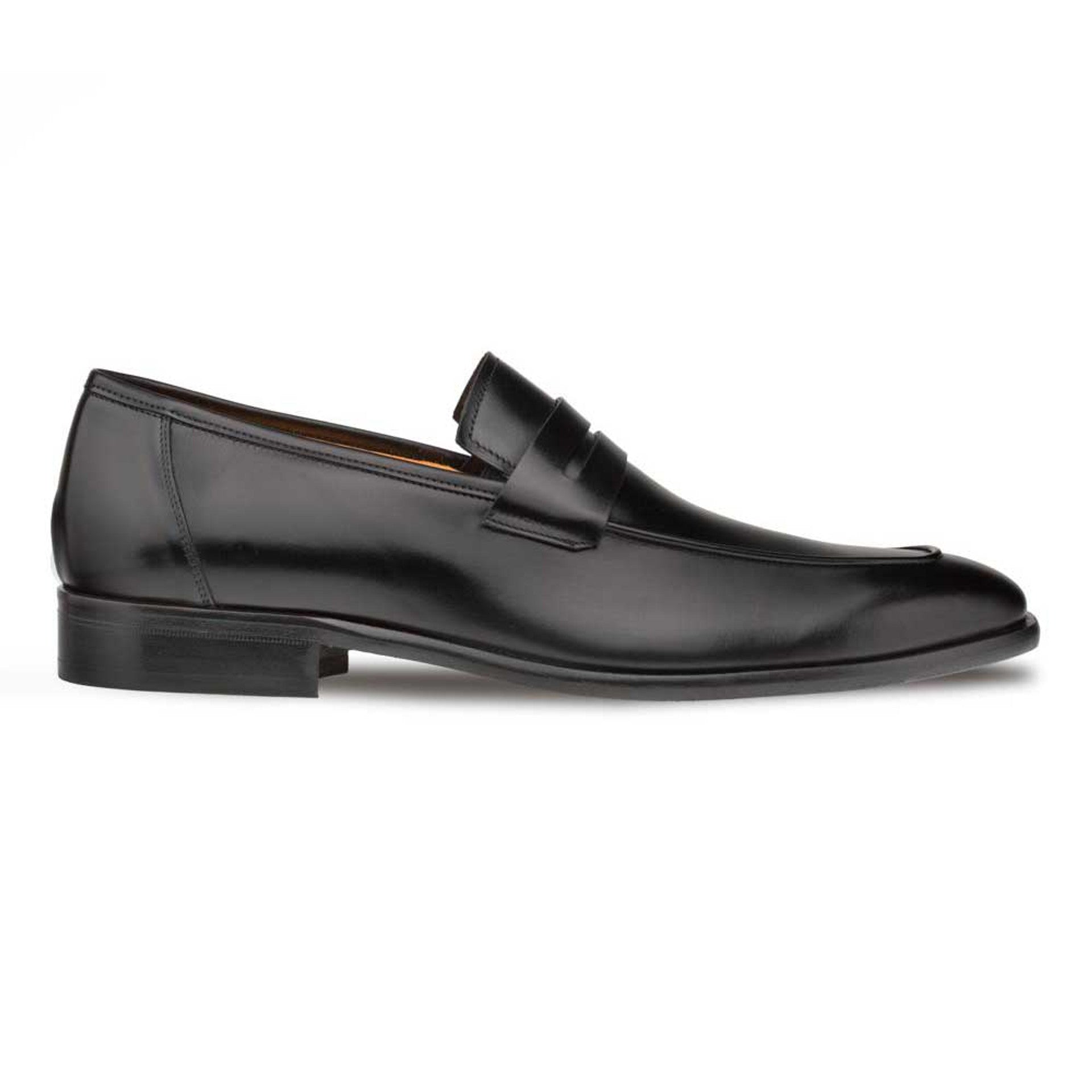 Black Burnished Calfskin Penny Loafer By Mezlan Made In Spain Brand