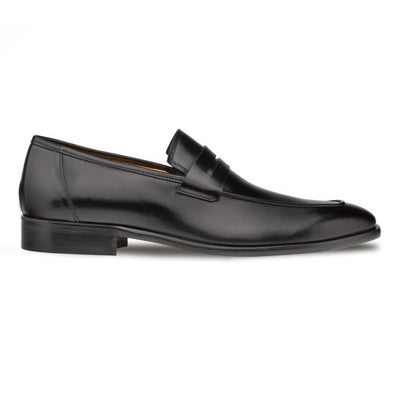 Black Burnished Calfskin Penny Loafer By Mezlan Made In Spain Brand 2   - from alligatorwarehouse.com