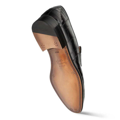 Men's Black Piccolo Genuine American Alligator Penny Loafer By Mezlan Made In Spain Brand 5   - from alligatorwarehouse.com