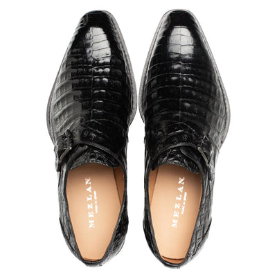 Gigolo Black Crocodile Single Monk-Strap Loafers By Mezlan Made In Spain Brand 1   - from alligatorwarehouse.com
