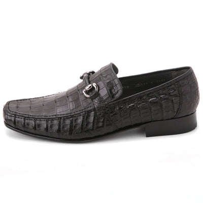 Los Altos Black Genuine Caiman Crocodile Belly Slip-On Loafers 6   - from alligatorwarehouse.com