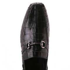 Los Altos Black Genuine Caiman Crocodile Belly Slip-On Loafers