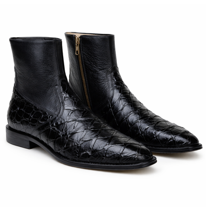 Belvedere London Black Genuine Crocodile Dress Shoe