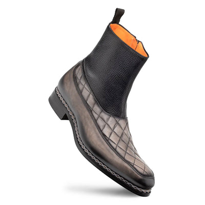 Musico Dark Grey/Black Calfskin with Contrast-Braided Sole Dress Zip Boots By Mezlan Made In Spain Brand 1   - from alligatorwarehouse.com