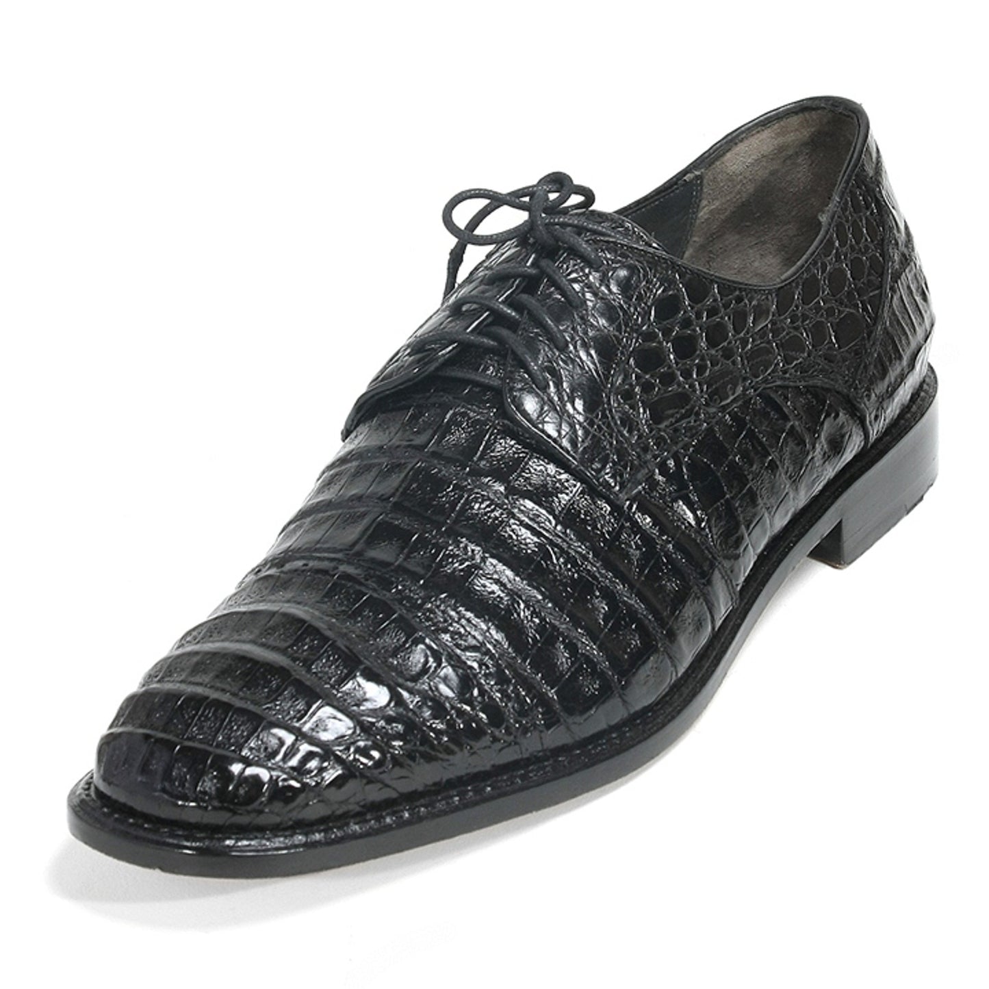 Los Altos Oxford Black Genuine Caiman Crocodile Shoes