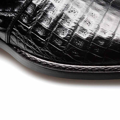 Gigolo Black Crocodile Single Monk-Strap Loafers By Mezlan Made In Spain Brand 4   - from alligatorwarehouse.com