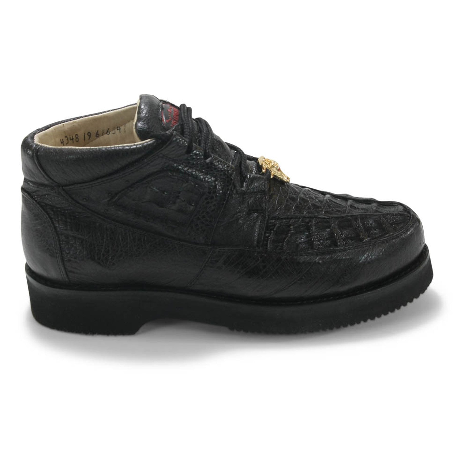 Los Altos Casual Black Caiman Belly & Ostrich Shoes