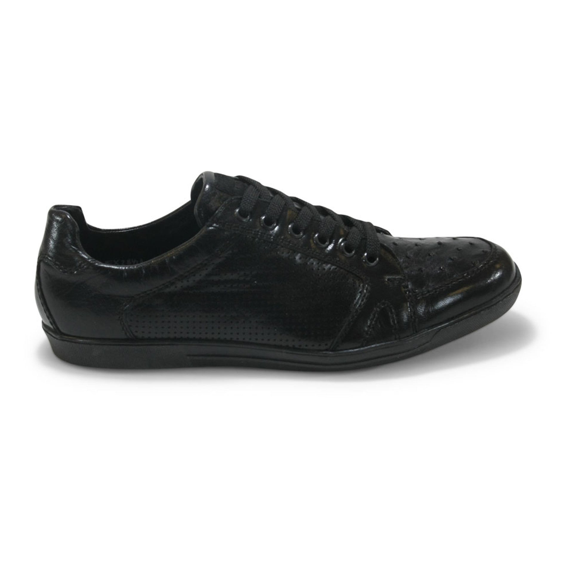 Los Altos Black Genuine Ostrich Casual Shoes