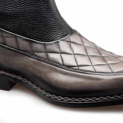 Musico Dark Grey/Black Calfskin with Contrast-Braided Sole Dress Zip Boots By Mezlan Made In Spain Brand 4   - from alligatorwarehouse.com