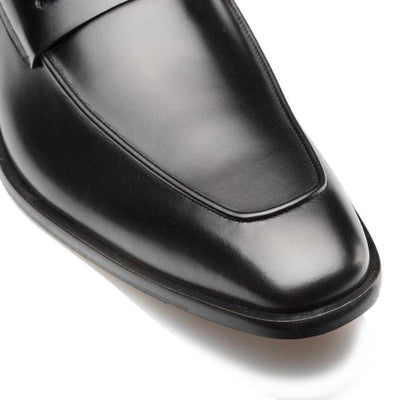 Black Burnished Calfskin Penny Loafer By Mezlan Made In Spain Brand 4   - from alligatorwarehouse.com