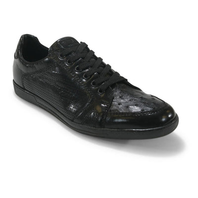 Los Altos Black Genuine Ostrich Casual Shoes 3   - from alligatorwarehouse.com