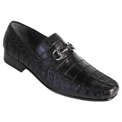 Los Altos Black Genuine Caiman Crocodile Belly Slip-On Loafers 1   - from alligatorwarehouse.com