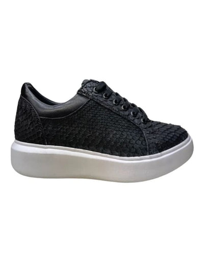 Los Altos Black Python Low Top Sneakers 2   - from alligatorwarehouse.com