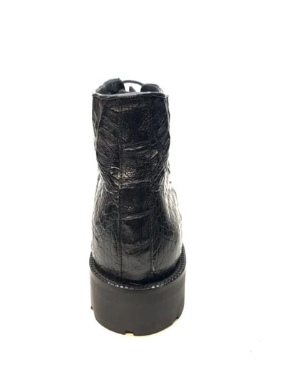 Los Altos Black All-Over Crocodile Belly Lace Up Ankle Boots 5   - from alligatorwarehouse.com