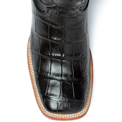 Ferrini Men's Stallion Alligator Belly Boots Square Toe Black 5 10793-04-080-D  - from alligatorwarehouse.com