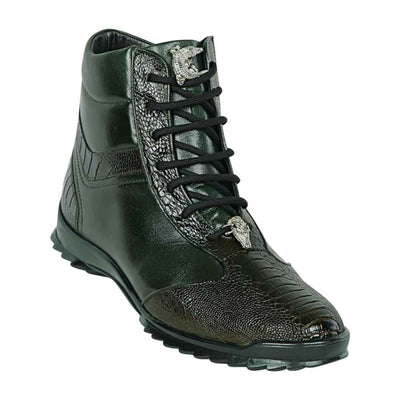 Los Altos Genuine Ostrich Leg Olive Casual Ankle Boot 1   - from alligatorwarehouse.com