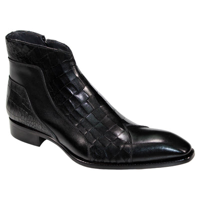 Duca Aprilia Black Genuine Italian Calfskin Crocodile Print Ankle Boots 1   - from alligatorwarehouse.com