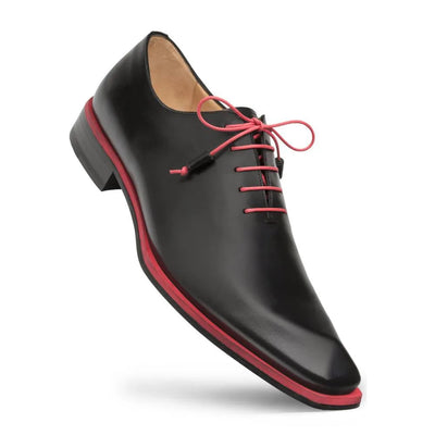 Mezlan Black Asymmetric Plain Toe Oxford 1   - from alligatorwarehouse.com