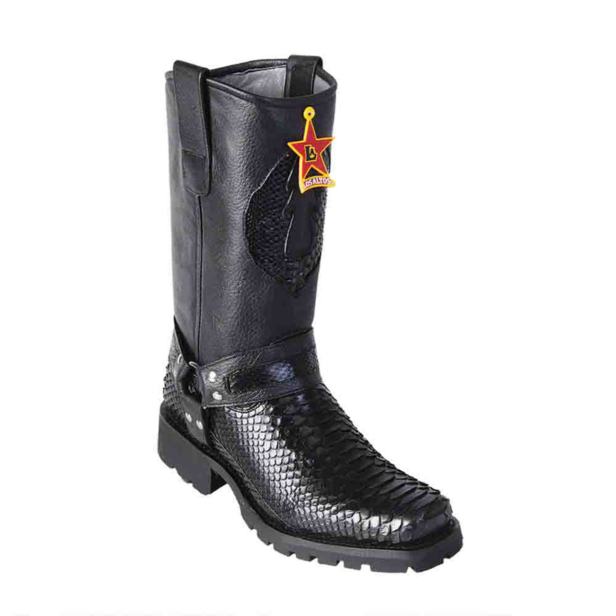 Los Altos Black Python Men’s Biker Boot