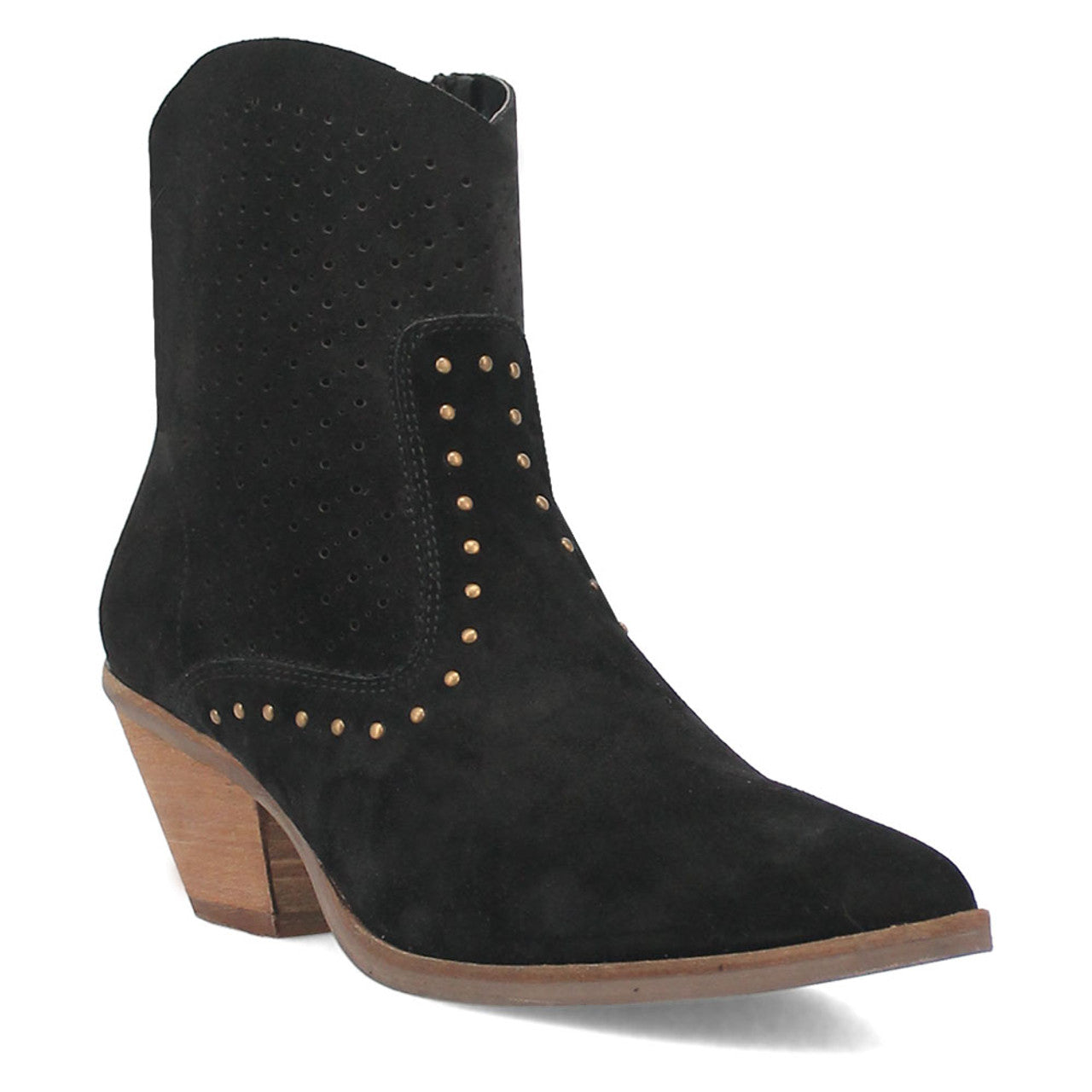 Dingo Miss Priss Black Zipper Snip Toe Suede Leather Ankle Boot 1 DI183_6_M  - from alligatorwarehouse.com