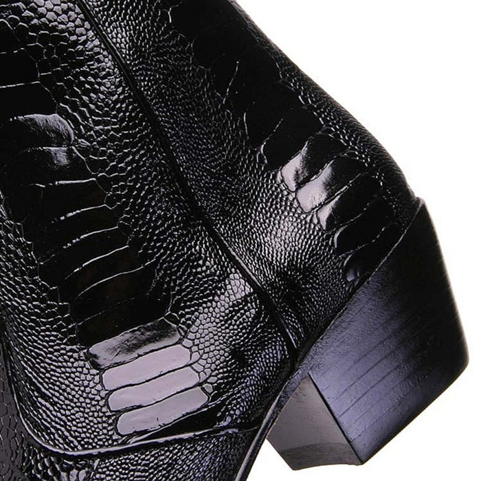 Men’s Los Altos Black Genuine Ostrich Leg Leather Ankle Boots, Exotic Western Dress Boots