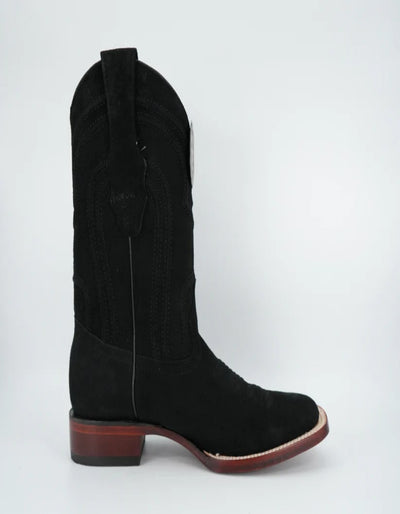 Los Altos Men's Nobuck Black Wide Square Leaher Toe Boot 3   - from alligatorwarehouse.com
