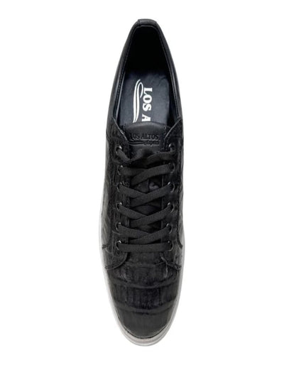 Los Altos Black Caiman Crocodile Low Top Sneakers 4   - from alligatorwarehouse.com