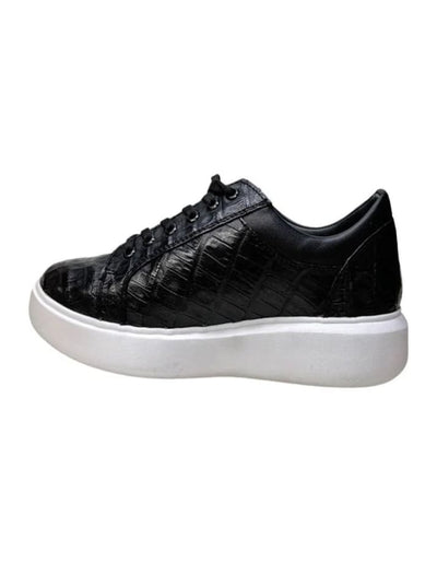 Los Altos Black Caiman Crocodile Low Top Sneakers 3   - from alligatorwarehouse.com