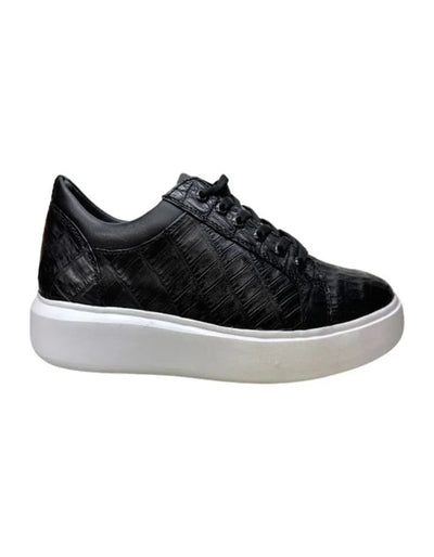 Los Altos Black Caiman Crocodile Low Top Sneakers 2   - from alligatorwarehouse.com