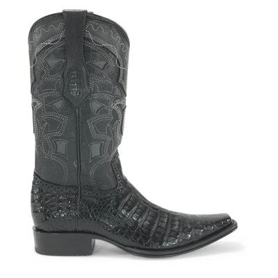 Los Altos Black Caiman Belly Square Toe Boots 3   - from alligatorwarehouse.com