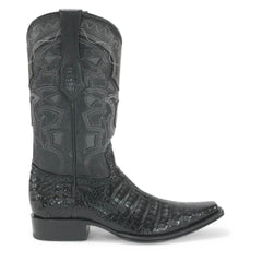 Los Altos Black Caiman Belly Square Toe Boots