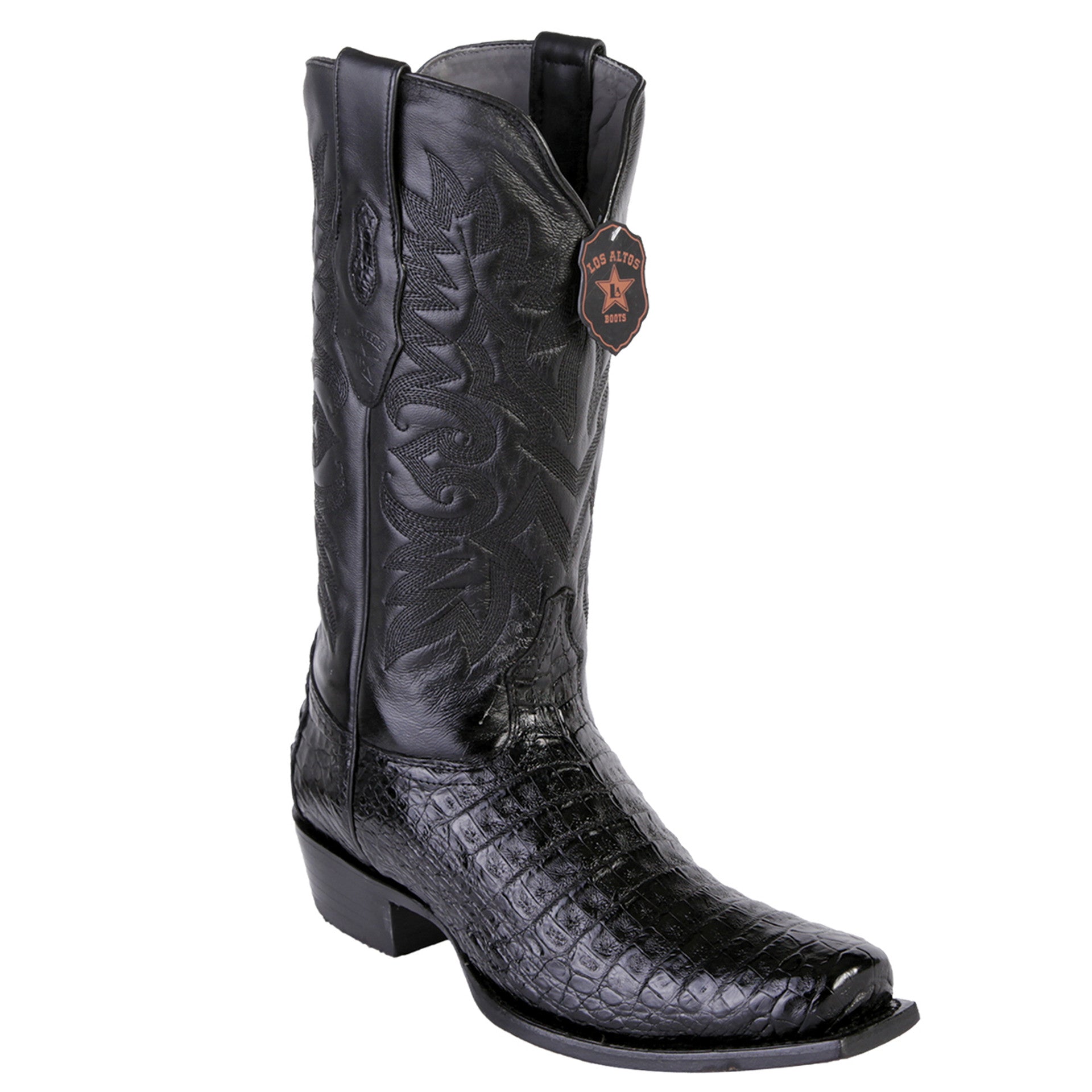 Los Altos Belly 7 Toe Black Caiman Boots