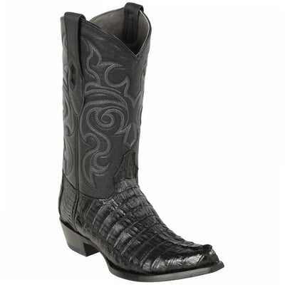 Los Altos Boots - Mens Dress Cowboy Boot - Low Priced Black Caiman Tail Snip Toe Cowboy Boot- in  Black 1   - from alligatorwarehouse.com