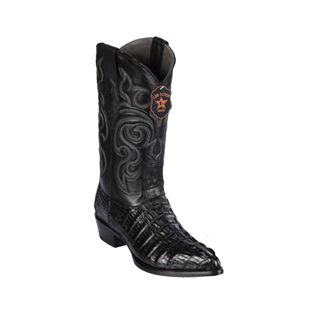 Los Altos Men's Black Genuine Caiman Tail Boots