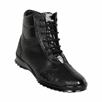 Los Altos Genuine Ostrich Leg Black Casual Ankle Boot 1   - from alligatorwarehouse.com