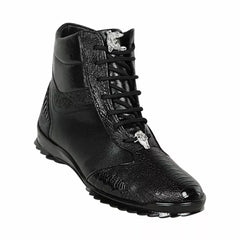 Los Altos Genuine Ostrich Leg Black Casual Ankle Boot