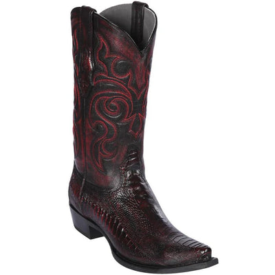 Los Altos Boots - Mens Dress Cowboy Boot - Low Priced Black Cherry Ostrich Leg Cowboy Boots - in Black 1   - from alligatorwarehouse.com
