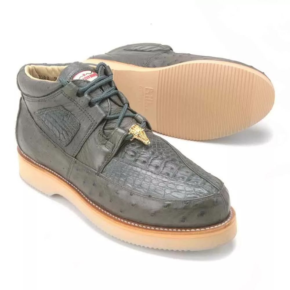 Los Altos Grey Genuine Caiman & Ostrich