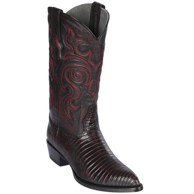 Los Altos Boots - Mens Dress Cowboy Boot - Low Priced Black Cherry Lizard Boots- in Black Cherry 1   - from alligatorwarehouse.com