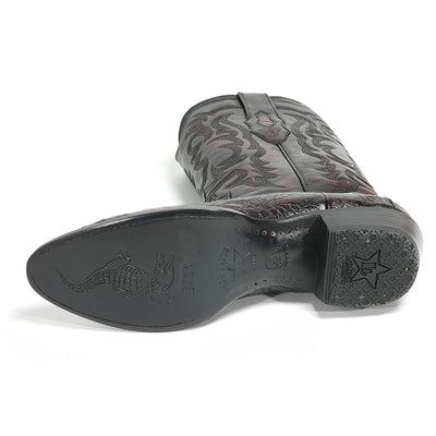Los Altos Men's Black Cherry Caiman Belly Round Toe Boots 2   - from alligatorwarehouse.com