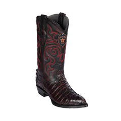 Los Altos Men's Black Cherry Genuine Caiman Tail Boots